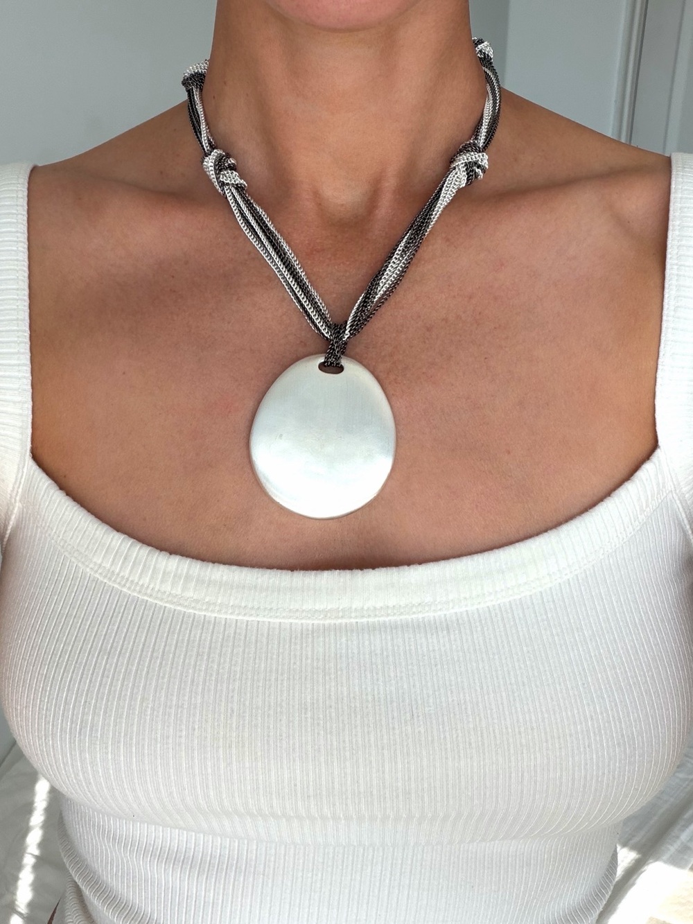 Chico’s Silver Statement Pendant Necklace